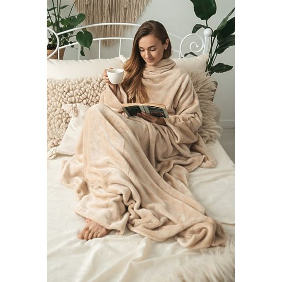 Deka CASHMERE TOUCH s rukávy - 150 x 210 cm (béžová)